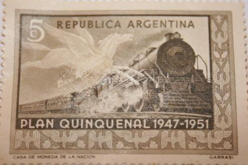 Estampilla del correo aéreo del Plan Quinquenal